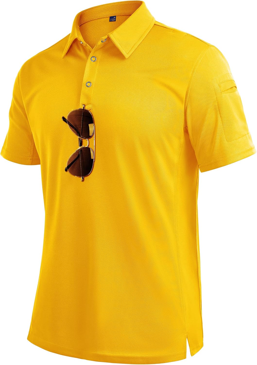 Mens Polo Shirts Tactical Dry Fit Golf Shirt Stretch Casual Tops Tennis Yellow