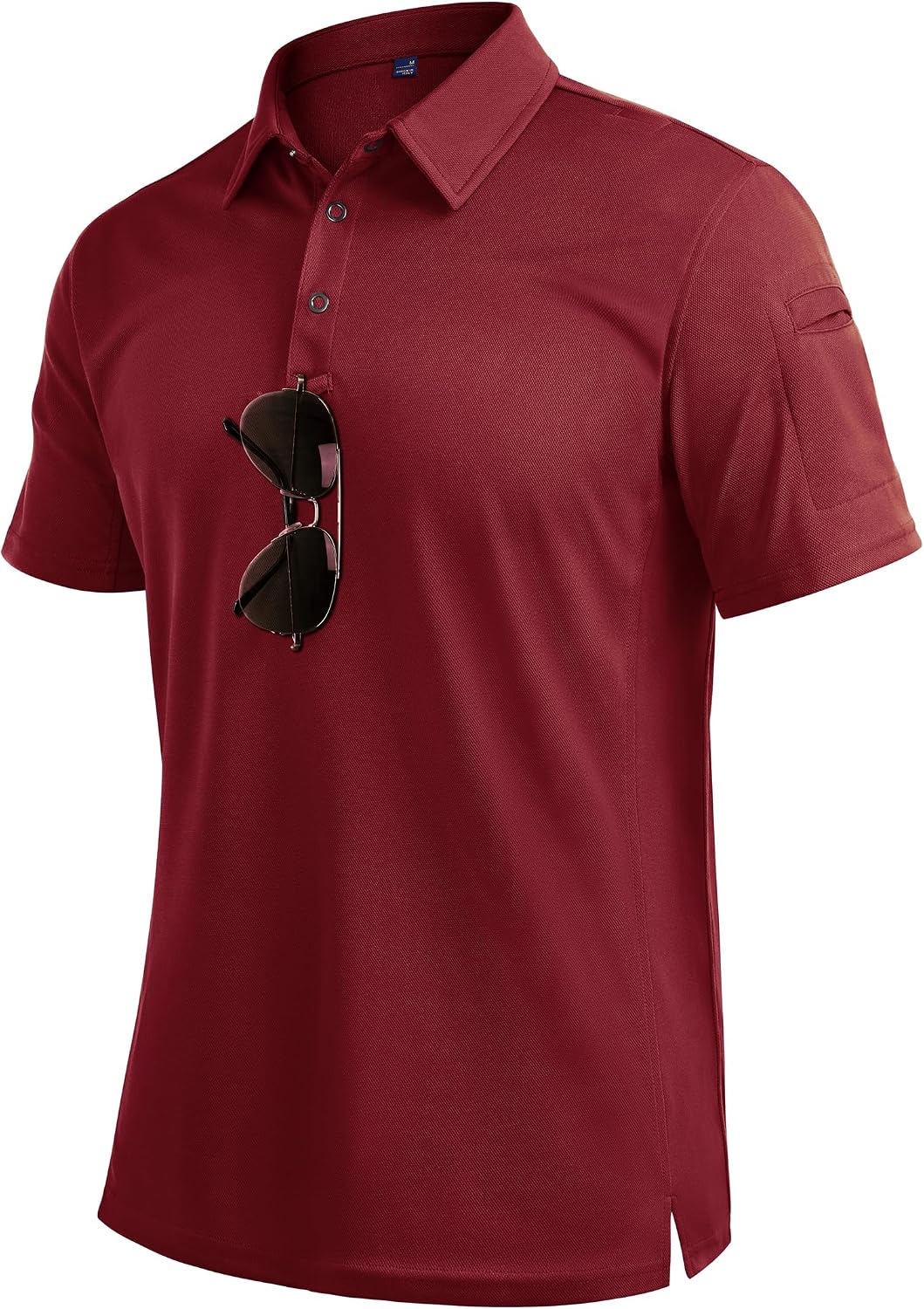 Mens Polo Shirts Tactical Dry Fit Golf Shirt Stretch Casual Tops Tennis Wine Red
