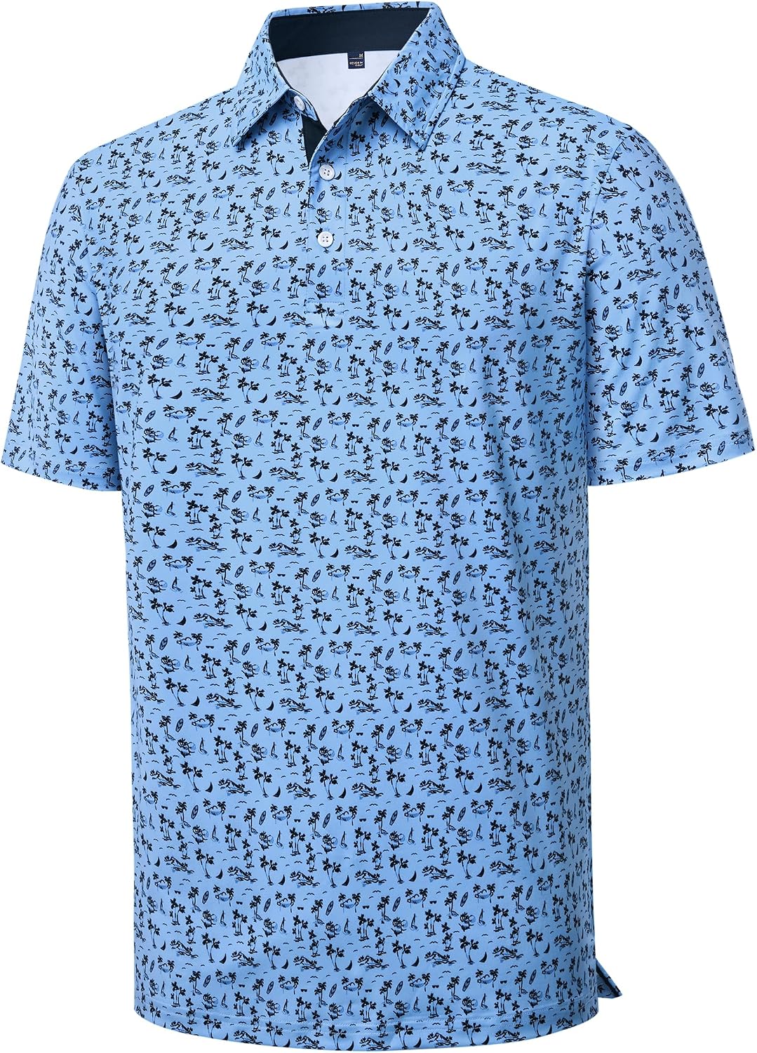 Mens Polo Shirts Dry Fit Breathable Printed Golf Shirt Summer Blue Hawaii Ocean