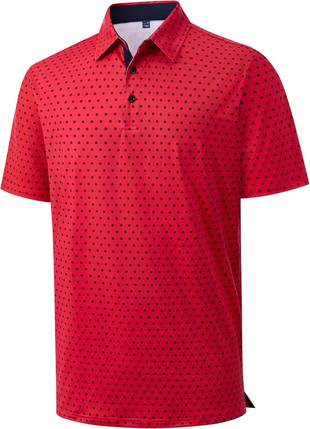 Mens Polo Shirts Dry Fit Breathable Printed Golf Shirt Summer Red Black Dots