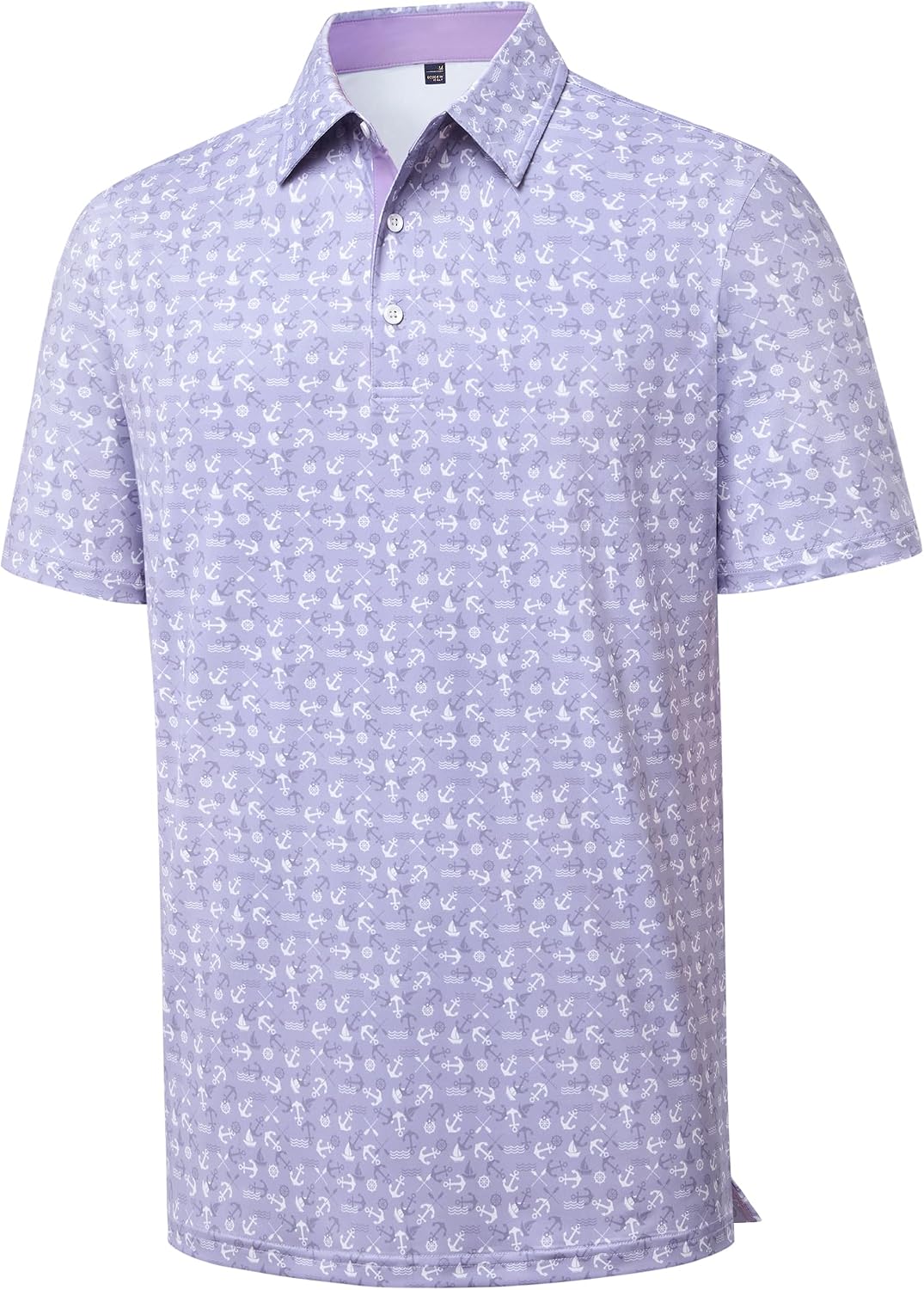 Mens Polo Shirts Dry Fit Breathable Printed Golf Shirt Summer Grey Purple Ocean