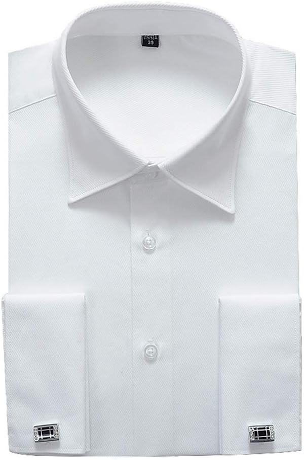 Alimens & Gentle French Cuff Regular Fit Dress Shirts (Cufflink Included) White