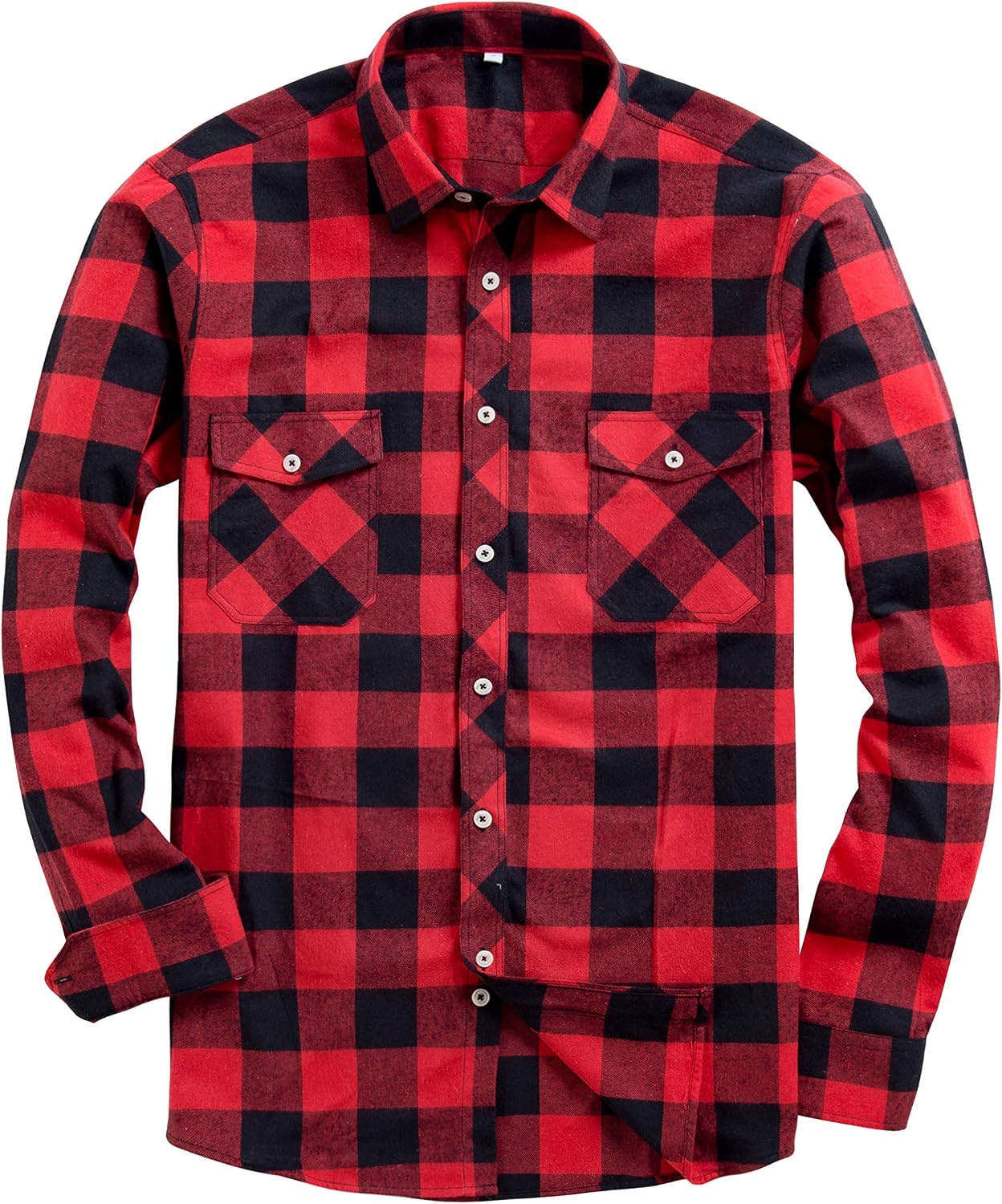 Alimens & Gentle Men's Button Down Regular Fit Long Sleeve Plaid Flannel Casual Shirts Red/Black Plaid