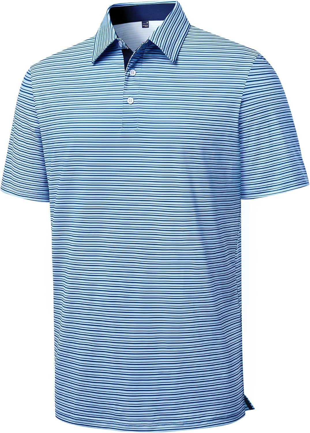 Mens Polo Shirts Dry Fit Breathable Printed Golf Shirt Summer Blue Stripe