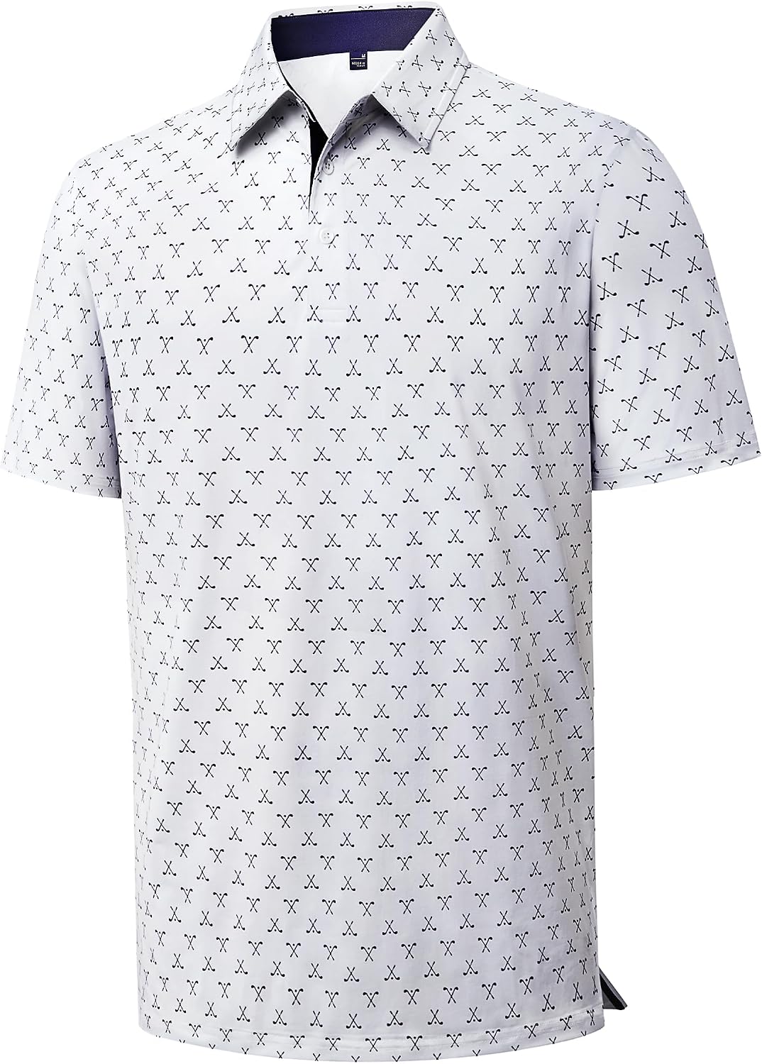 Mens Polo Shirts Dry Fit Breathable Printed Golf Shirt Summer White Golf