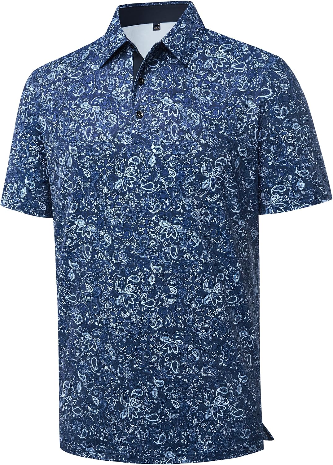 Mens Polo Shirts Dry Fit Breathable Printed Golf Shirt Summer Navy Blue Paisley