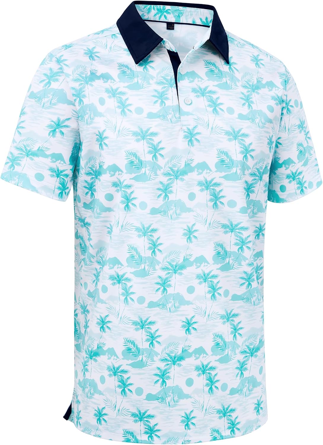 Mens Polo Shirts Stretch Dry Fit Printed Golf Shirt Summer Party Beach Tops Blue Coconut Beach