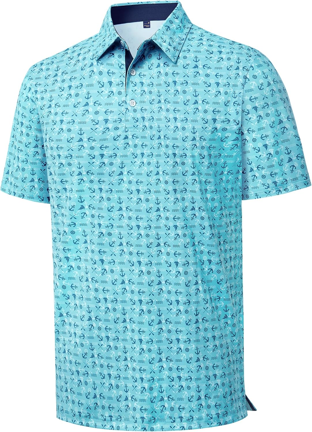 Mens Polo Shirts Dry Fit Breathable Printed Golf Shirt Summer Blue Funny Ocean