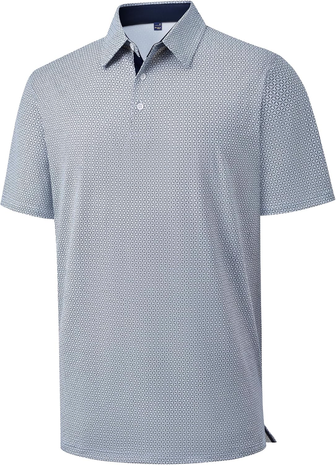 Mens Polo Shirts Dry Fit Breathable Printed Golf Shirt Summer White Navy