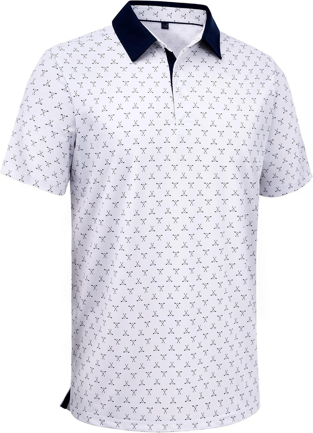 Mens Polo Shirts Stretch Dry Fit Printed Golf Shirt Summer Party Beach Tops White Golfs Club
