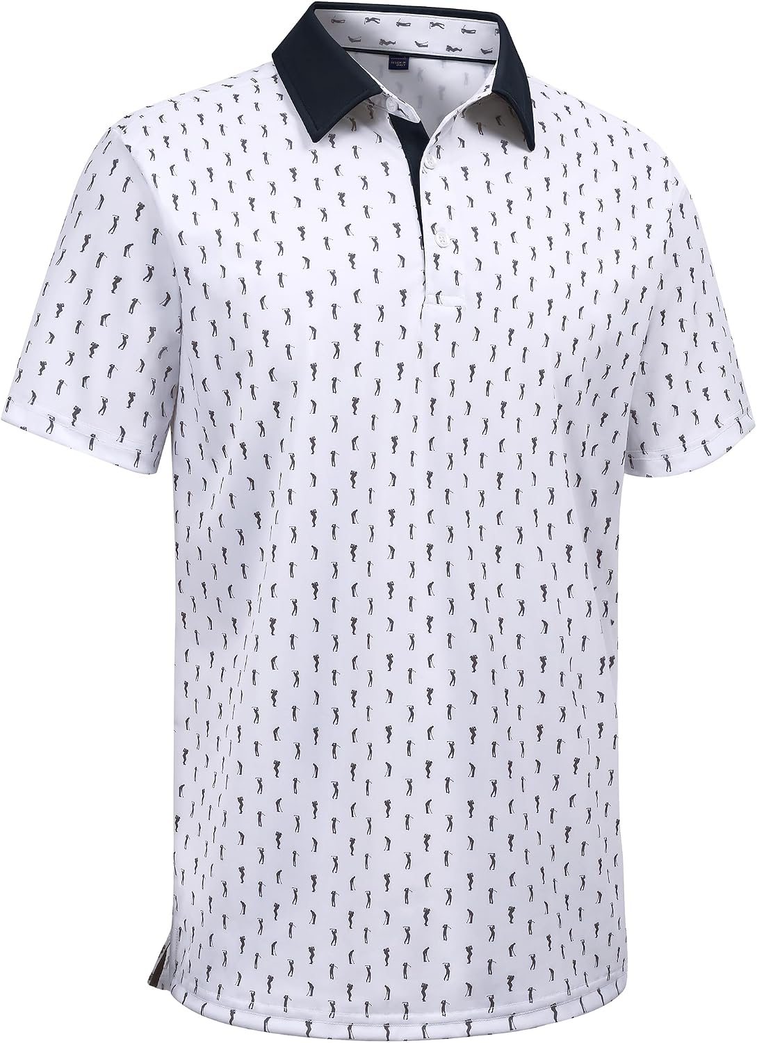 Mens Polo Shirts Stretch Dry Fit Printed Golf Shirt Summer Party Beach Tops White Golf Club