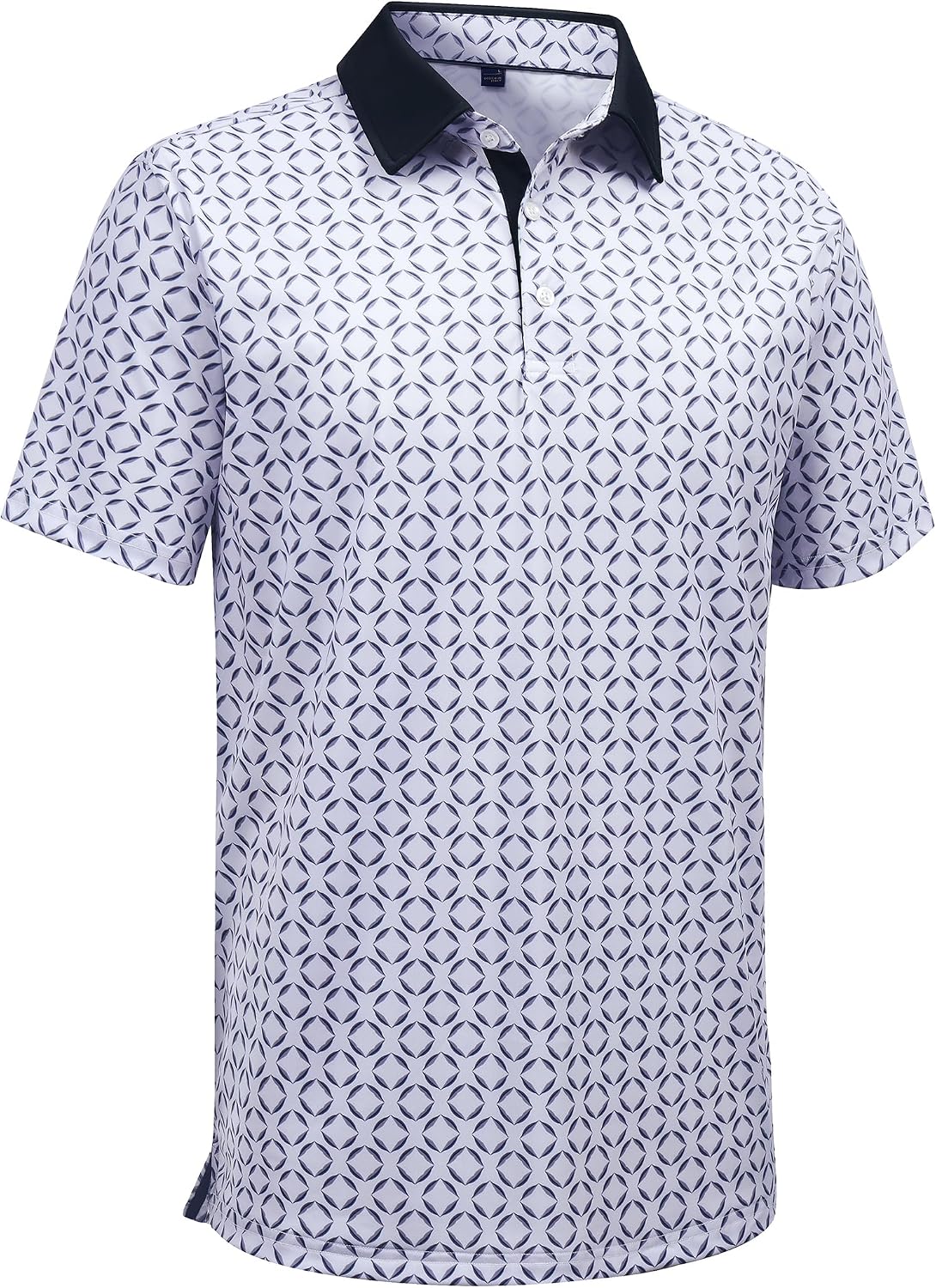 Mens Polo Shirts Stretch Dry Fit Printed Golf Shirt Summer Party Beach Tops Blue Circle Square