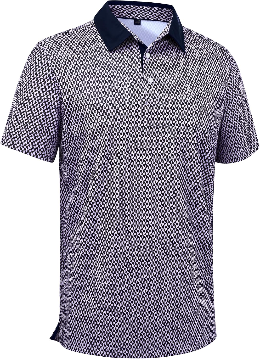 Mens Polo Shirts Stretch Dry Fit Printed Golf Shirt Summer Party Beach Tops Purple Square