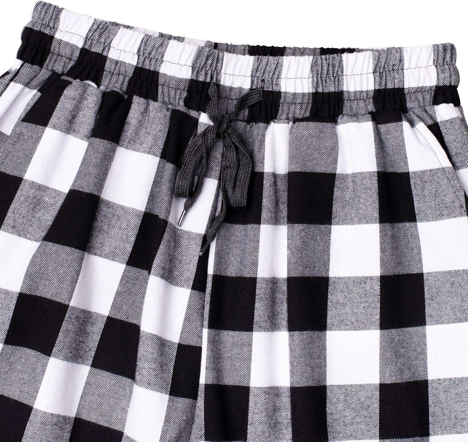 Mens Flannel Pajama Pants Plaid Heavyweight Cotton PJs Bottoms Sleepwear White Black