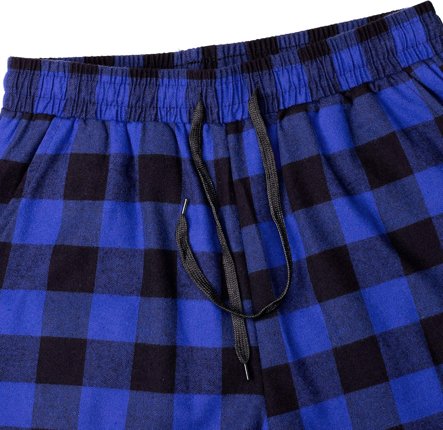 Mens Flannel Pajama Pants Plaid Heavyweight Cotton PJs Bottoms Sleepwear Blue Black