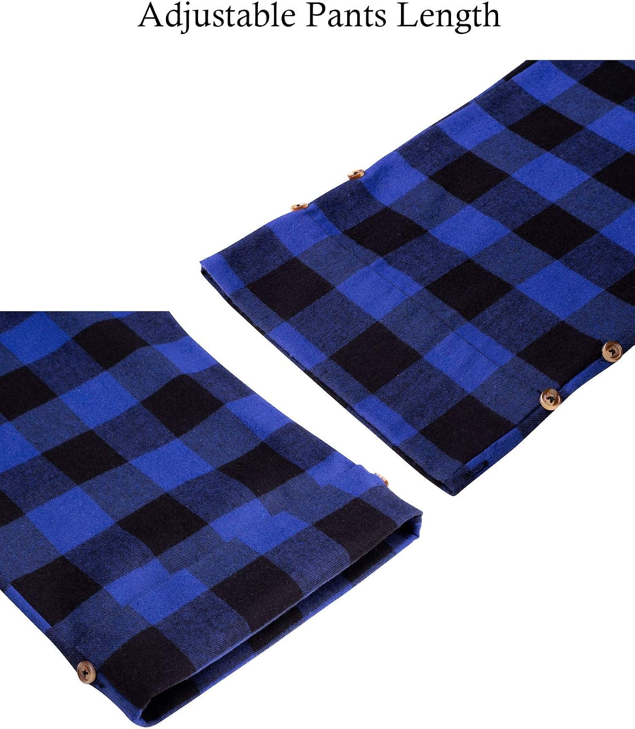 Mens Flannel Pajama Pants Plaid Heavyweight Cotton PJs Bottoms Sleepwear Blue Black