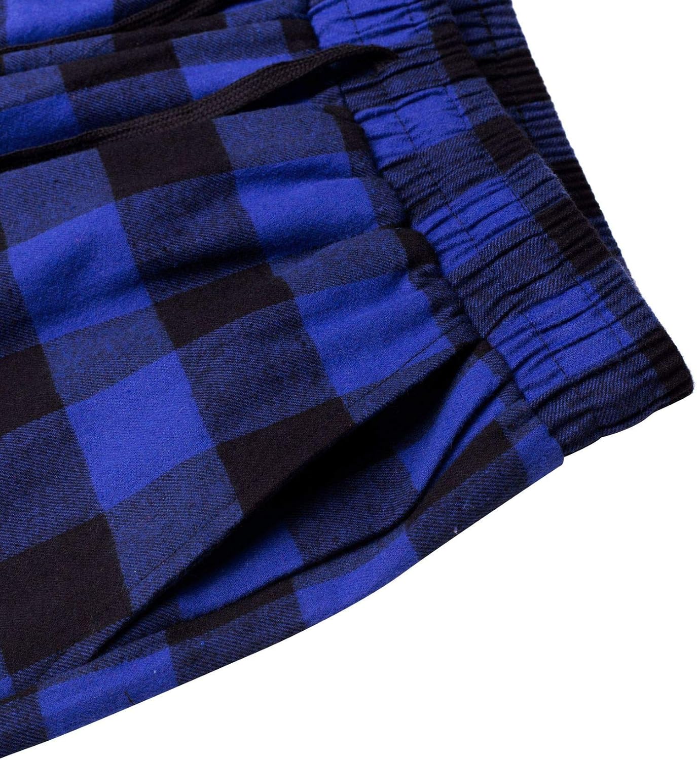 Mens Flannel Pajama Pants Plaid Heavyweight Cotton PJs Bottoms Sleepwear Blue Black