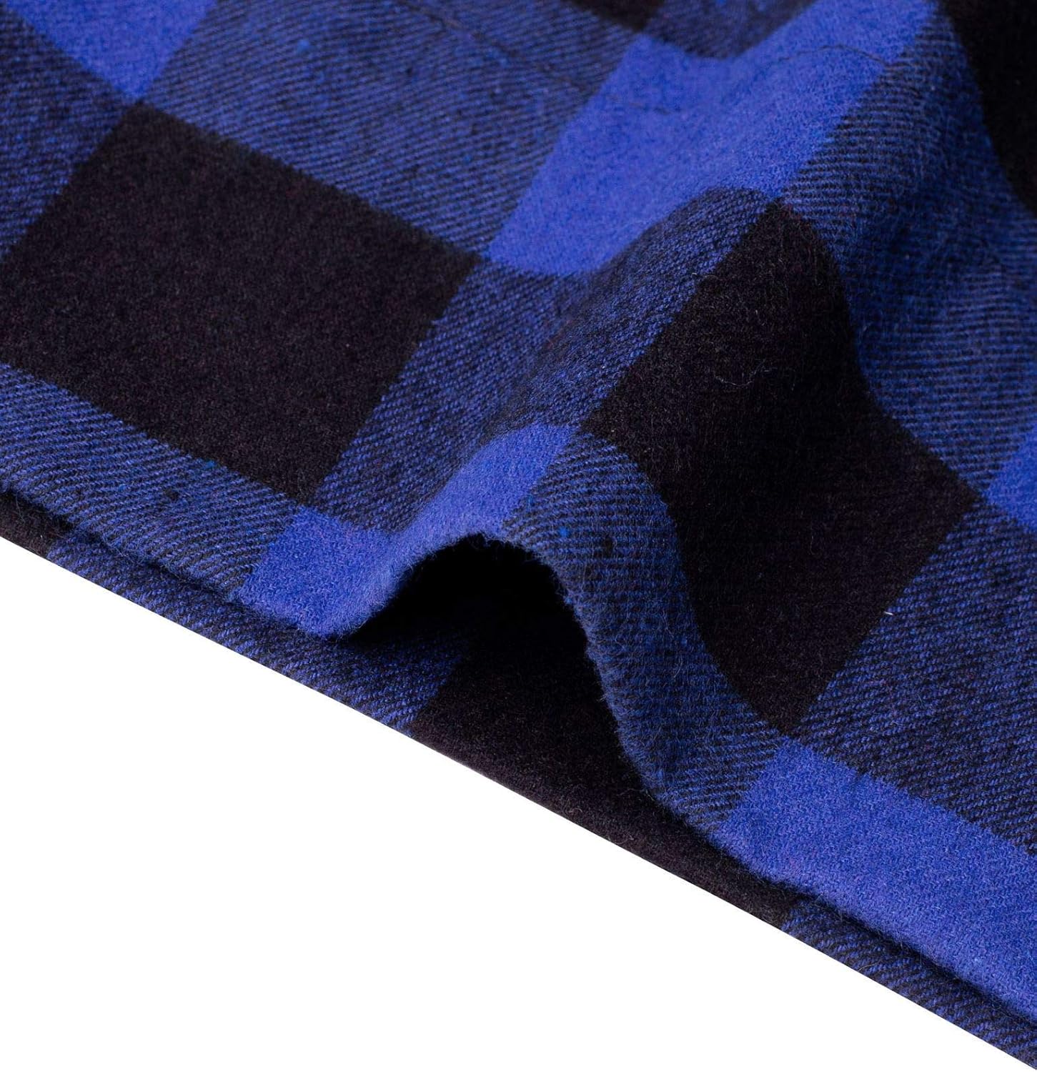 Mens Flannel Pajama Pants Plaid Heavyweight Cotton PJs Bottoms Sleepwear Blue Black