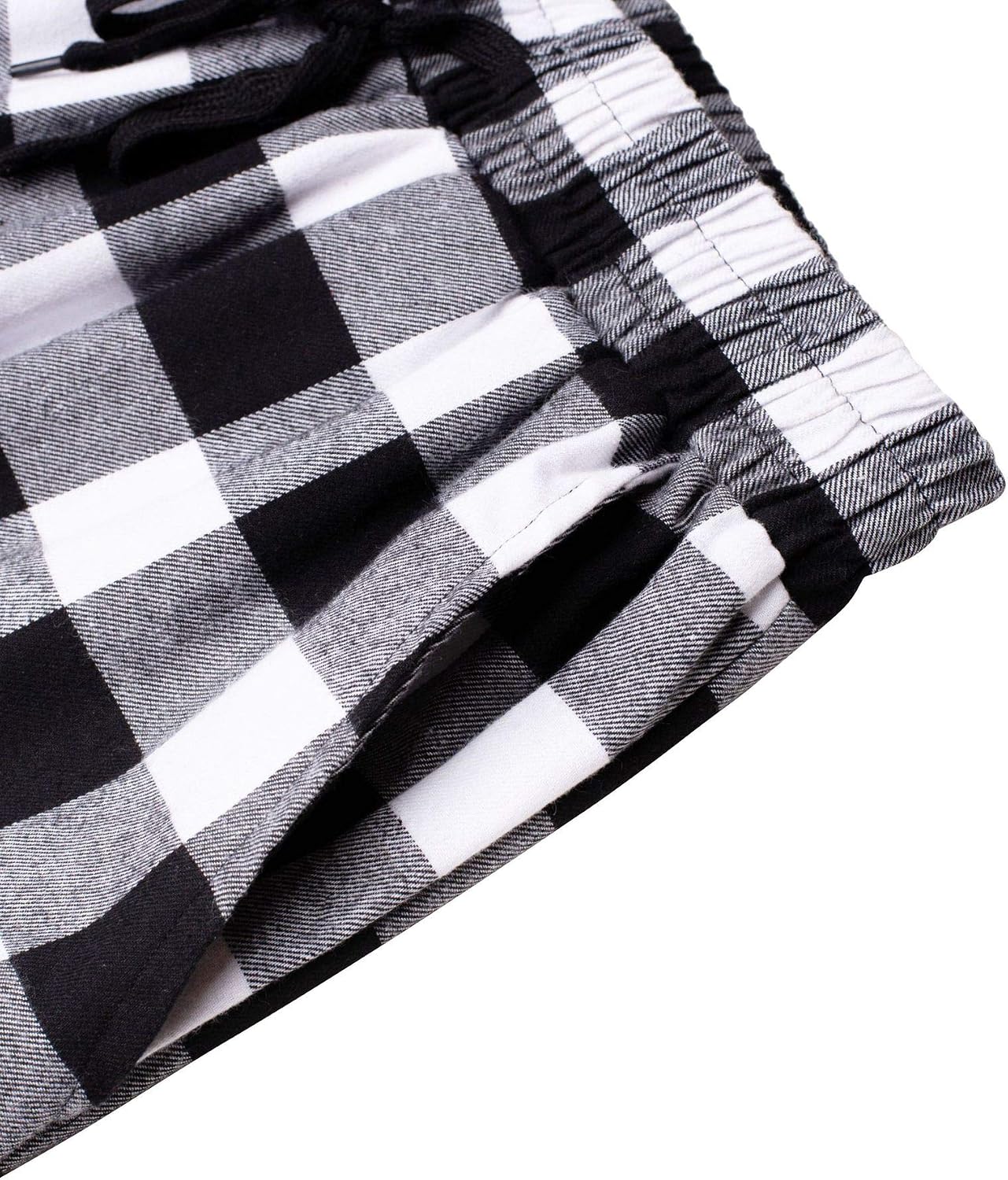 Mens Flannel Pajama Pants Plaid Heavyweight Cotton PJs Bottoms Sleepwear White Black
