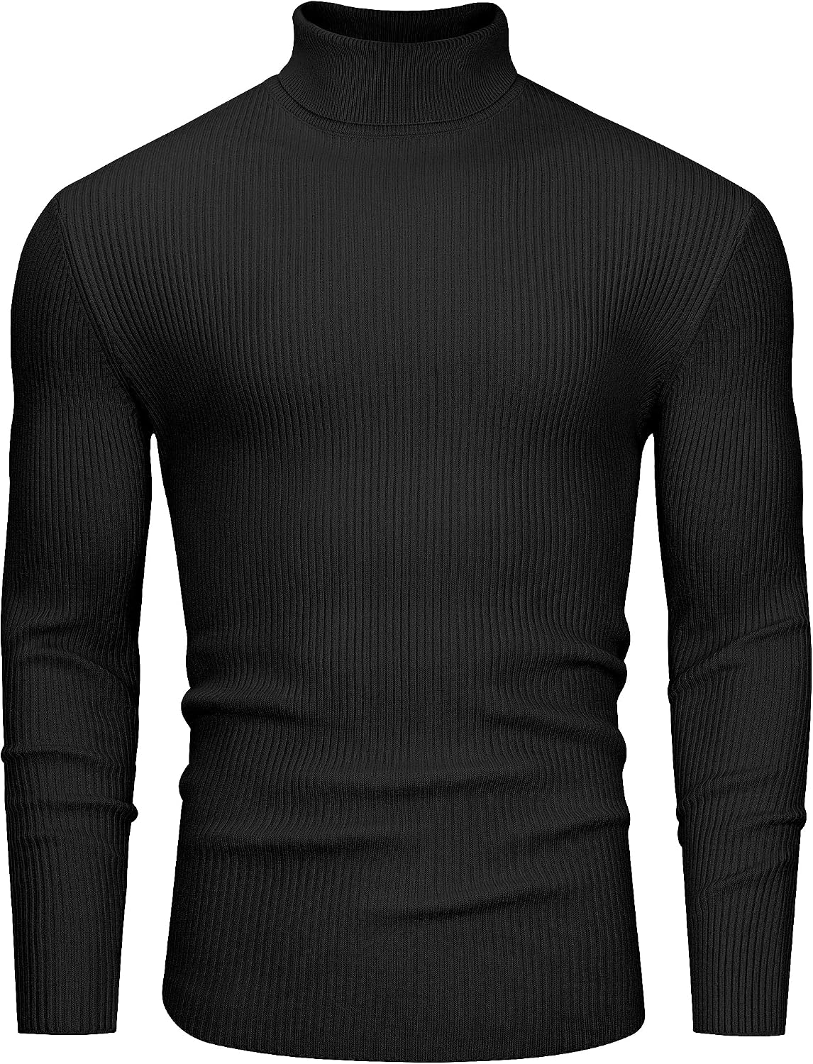 Alimens & Gentle Mens Turtleneck Sweater Slim Fit Cable Knitted Casual Pullover Lightweight Ribbed Long Sleeve Sweaters Black