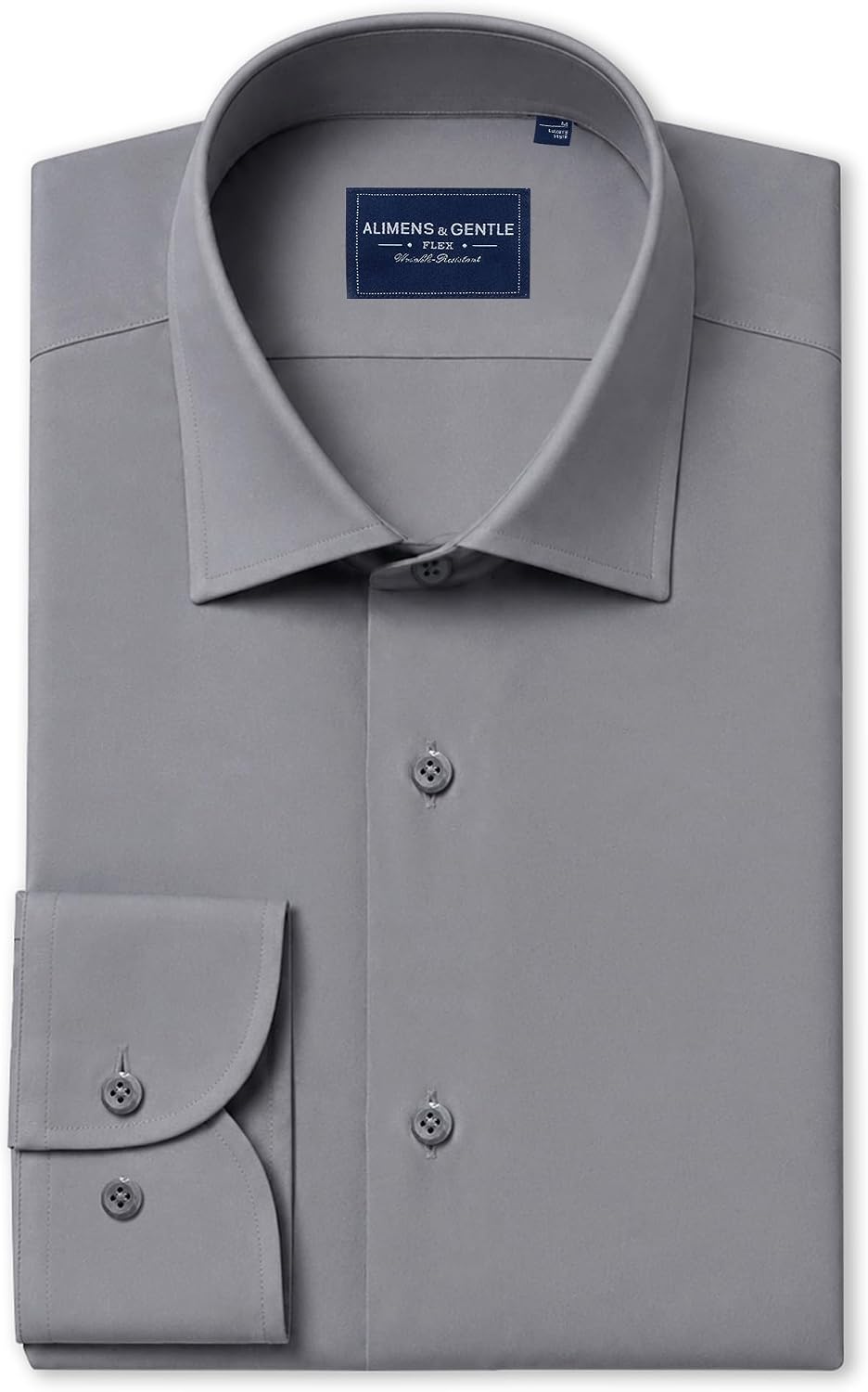 Men's Silk-Blend Dress Shirt Long Sleeve Regular Fit Button Down Shirts Grey