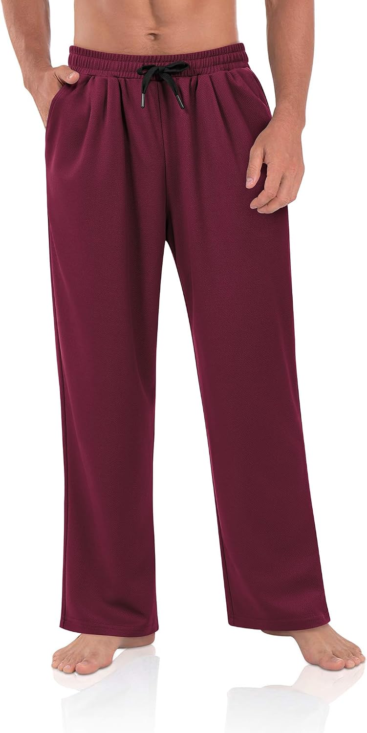Alimens & Gentle Men's Sweatpants with Deep Pockets Athletic Lightweight Stretch Joggers Baggy Causal Pants Workout Gym Yoga Red