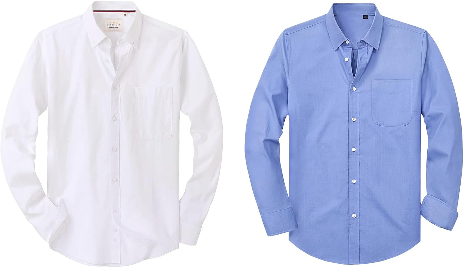 Alimens & Gentle Mens Solid Oxford Shirt Long Sleeve Stretch Button Down Shirts with Pocket Casual Work