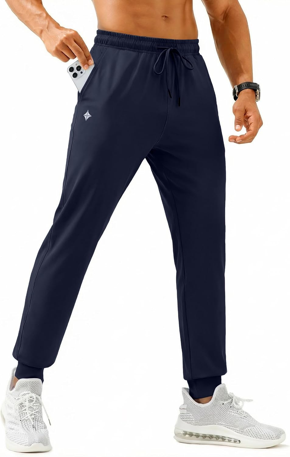 Mens Jogger with Pockets Lightweight Sweatpant Elastic Waist Athletic Pant Navy