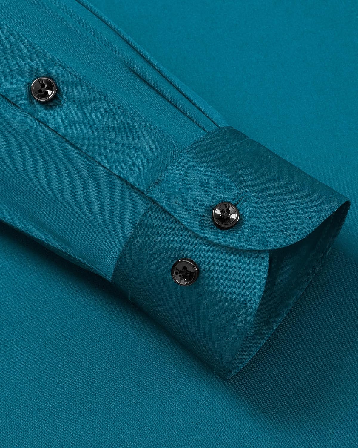 Mens Dress Shirt Long Sleeve Wrinkle Free Stretch Button Down Shirts Teal
