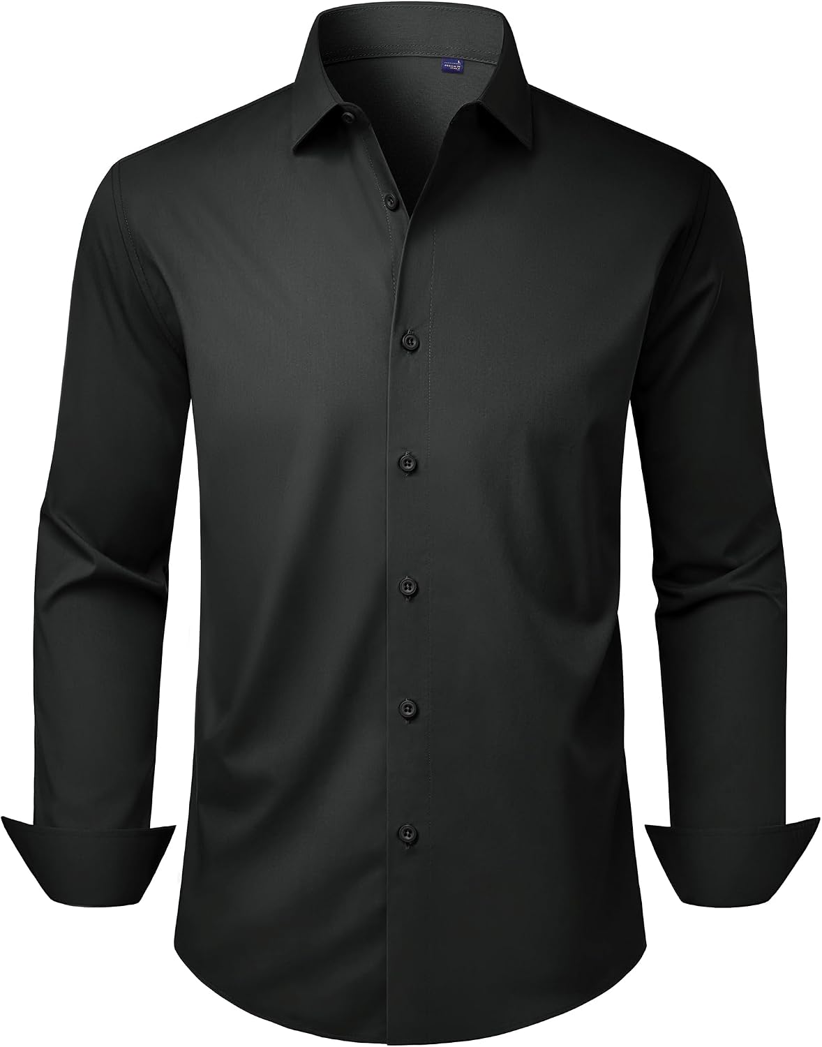 Men’s Dress Shirts Long Sleeve Stretch Wrinkle Free Work Button Down Shirt Black