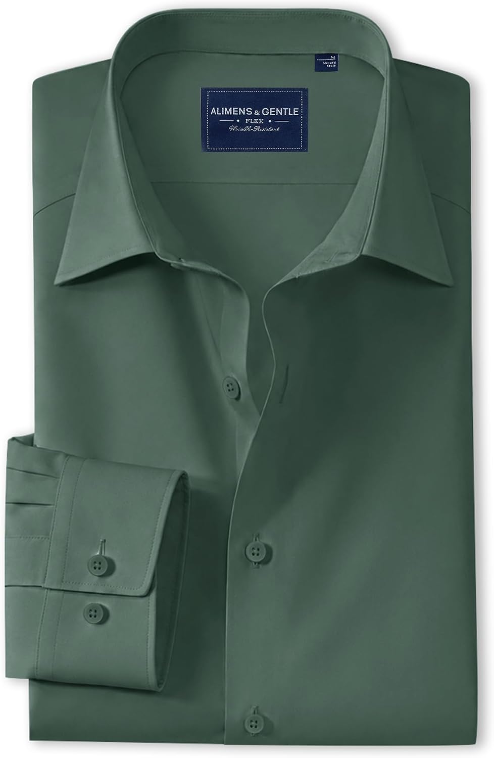 Alimens & Gentle Men's Premium Dress Shirts - Mulberry Silk Modal Performance Wrinkle Free Button Down Shirt Green