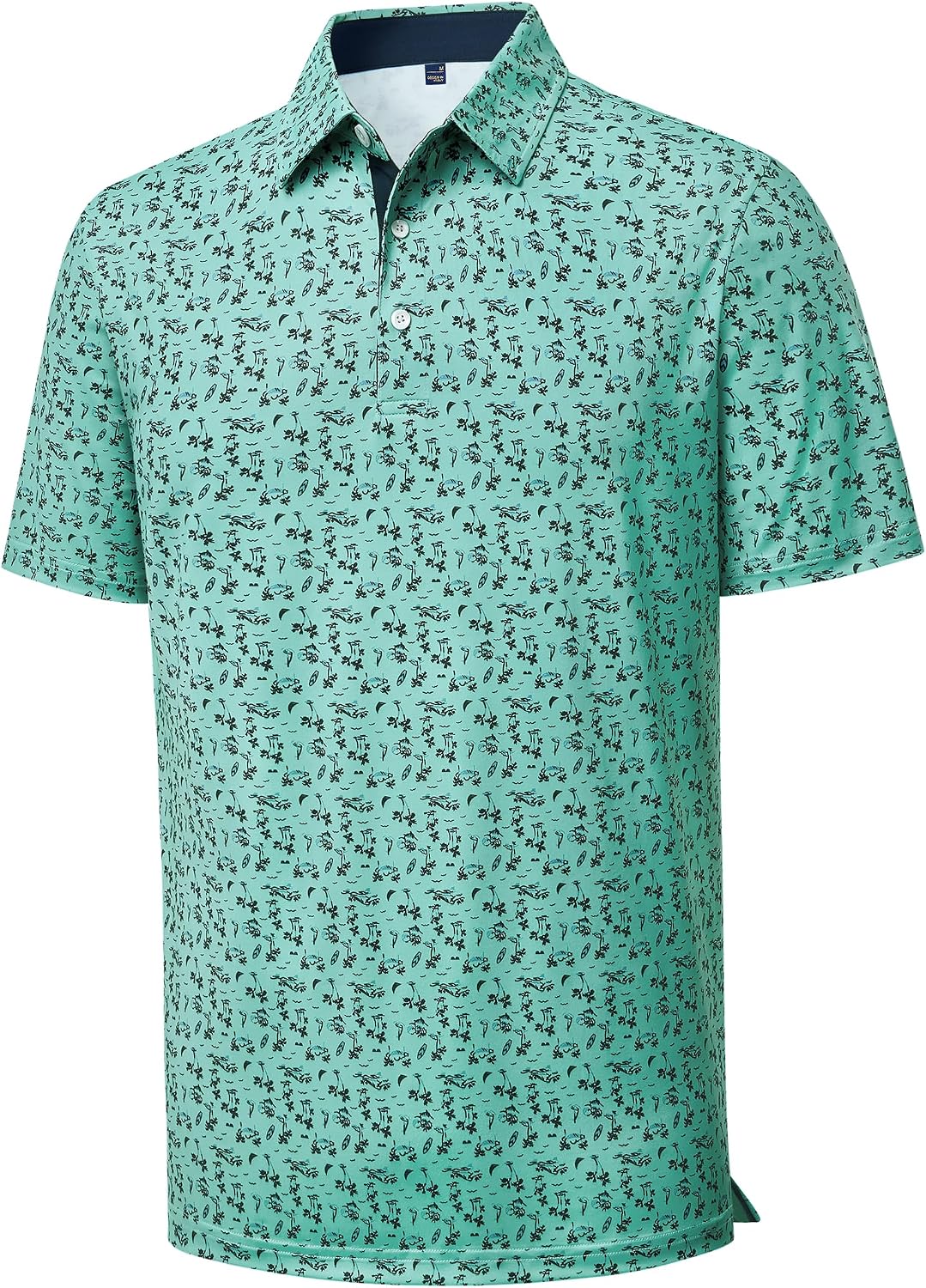 Mens Polo Shirts Breathable UPF Printed Golf Shirt Hawaiian Sport Holiday