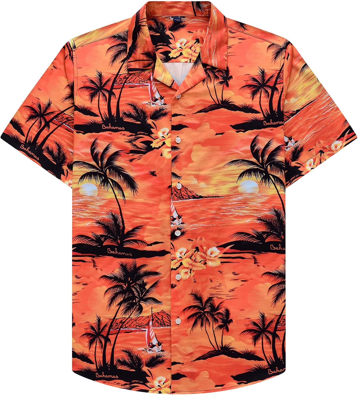 Mens Hawaiian Shirt Summer Beach Casual Short Sleeve Button Down Shirts Dusk