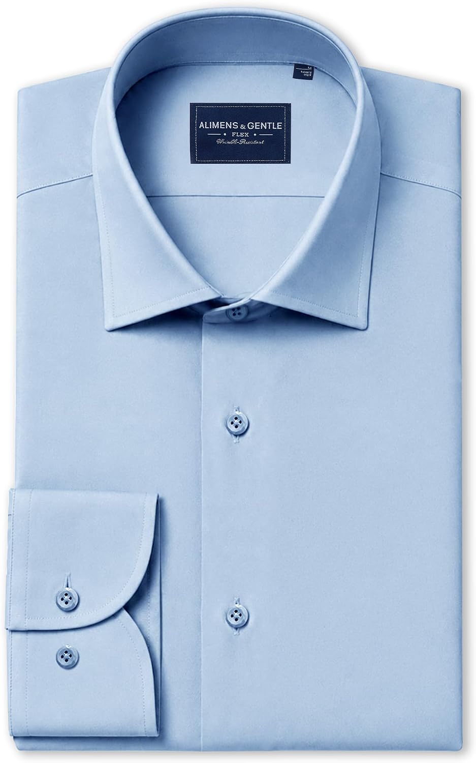 Men's Silk-Blend Dress Shirt Long Sleeve Regular Fit Button Down Shirts Blue