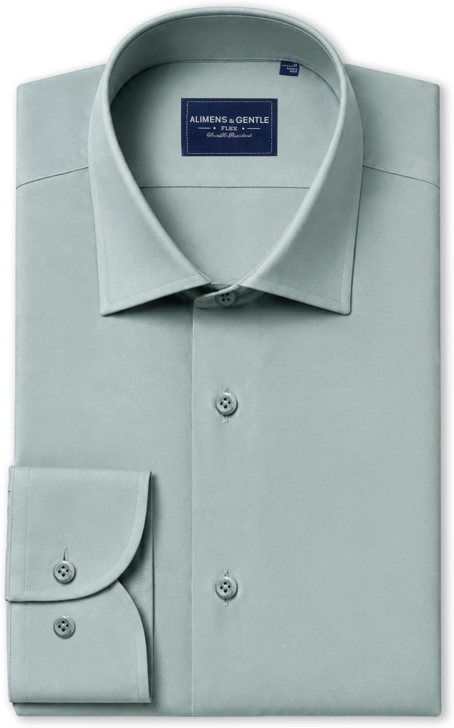 Men's Silk-Blend Dress Shirt Long Sleeve Regular Fit Button Down Shirts Light Grey