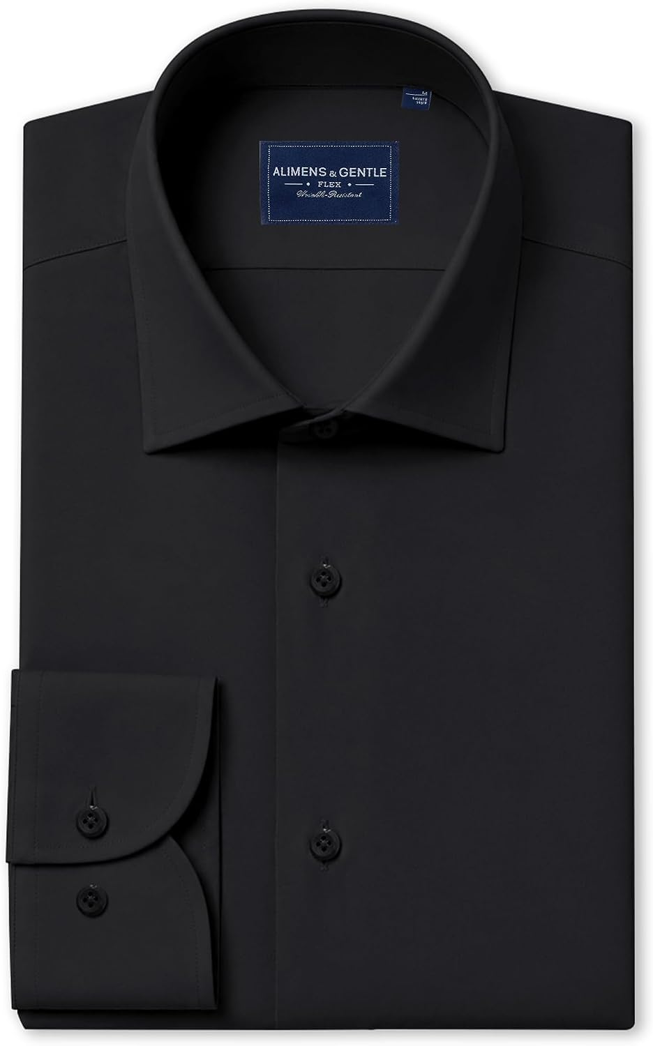 Men's Silk-Blend Dress Shirt Long Sleeve Regular Fit Button Down Shirts Black
