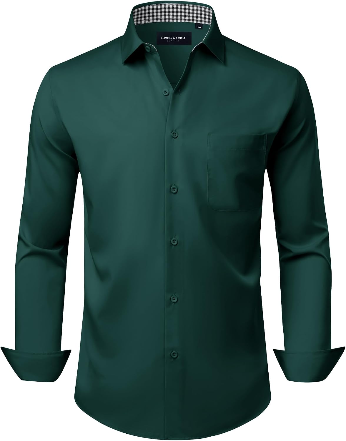 Alimens & Gentle Mens Dress Shirt Long Sleeve Button Down Shirt with Pocket Green