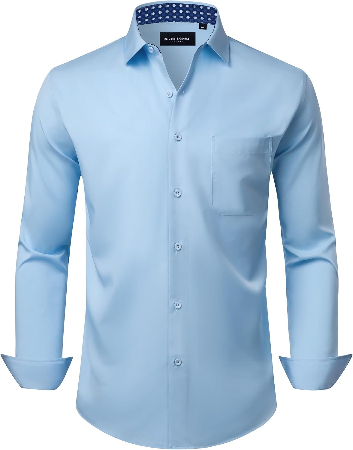 Alimens & Gentle Mens Dress Shirt Long Sleeve Button Down Shirt with Pocket Aqua