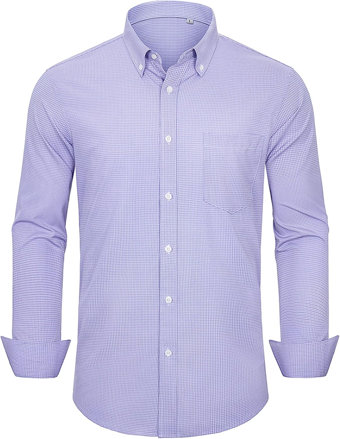Alimens & Gentle Mens Dress Shirts Long Sleeve Lightweight Gingham Shirts Regular Fit Business Casual Plaid Shirt with Pocket Blue Red,plaid