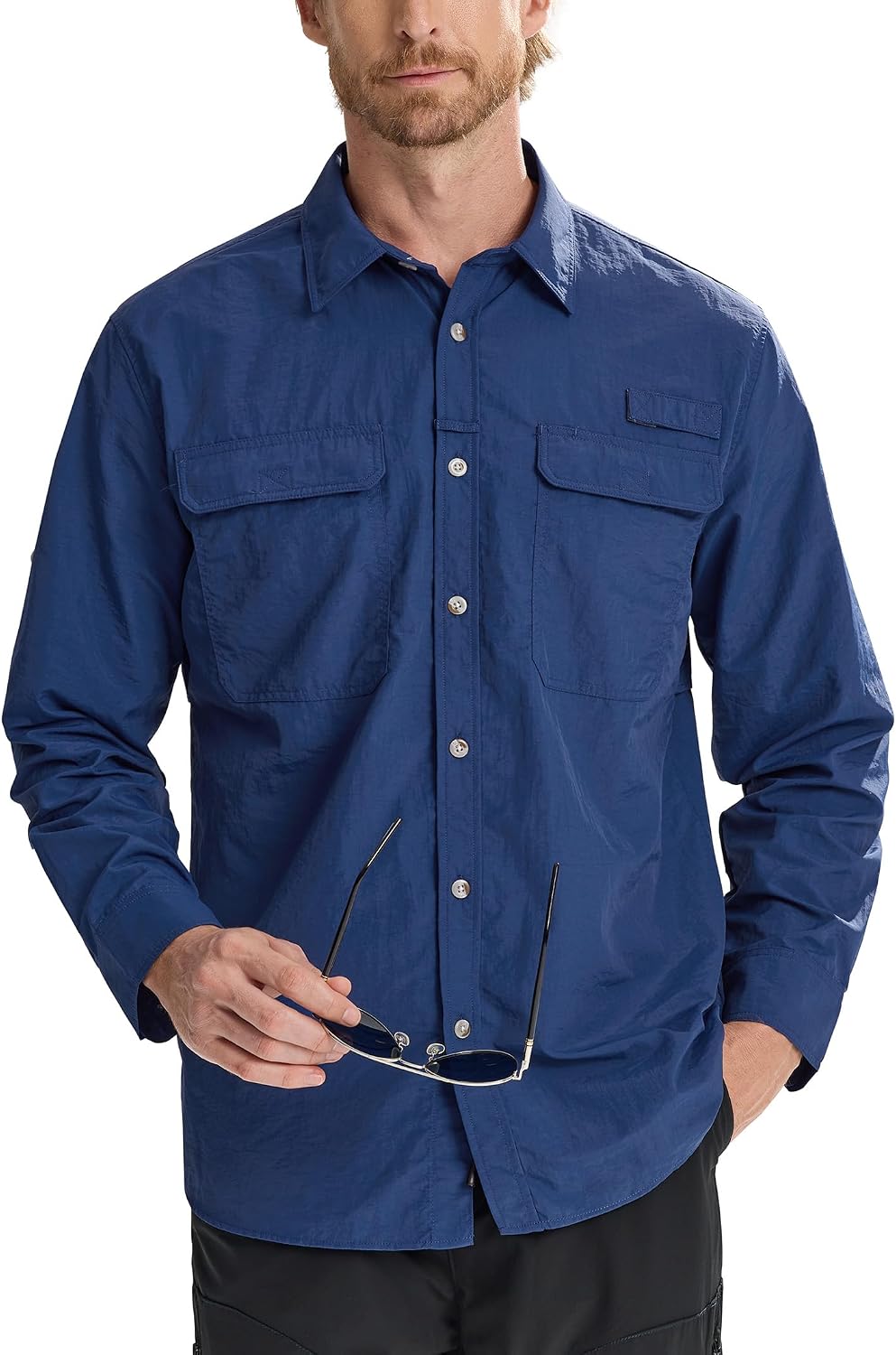 Alimens & Gentle Mens Fishing Shirts UPF 50+ Quick Dry Cooling Hiking Shirt Navy